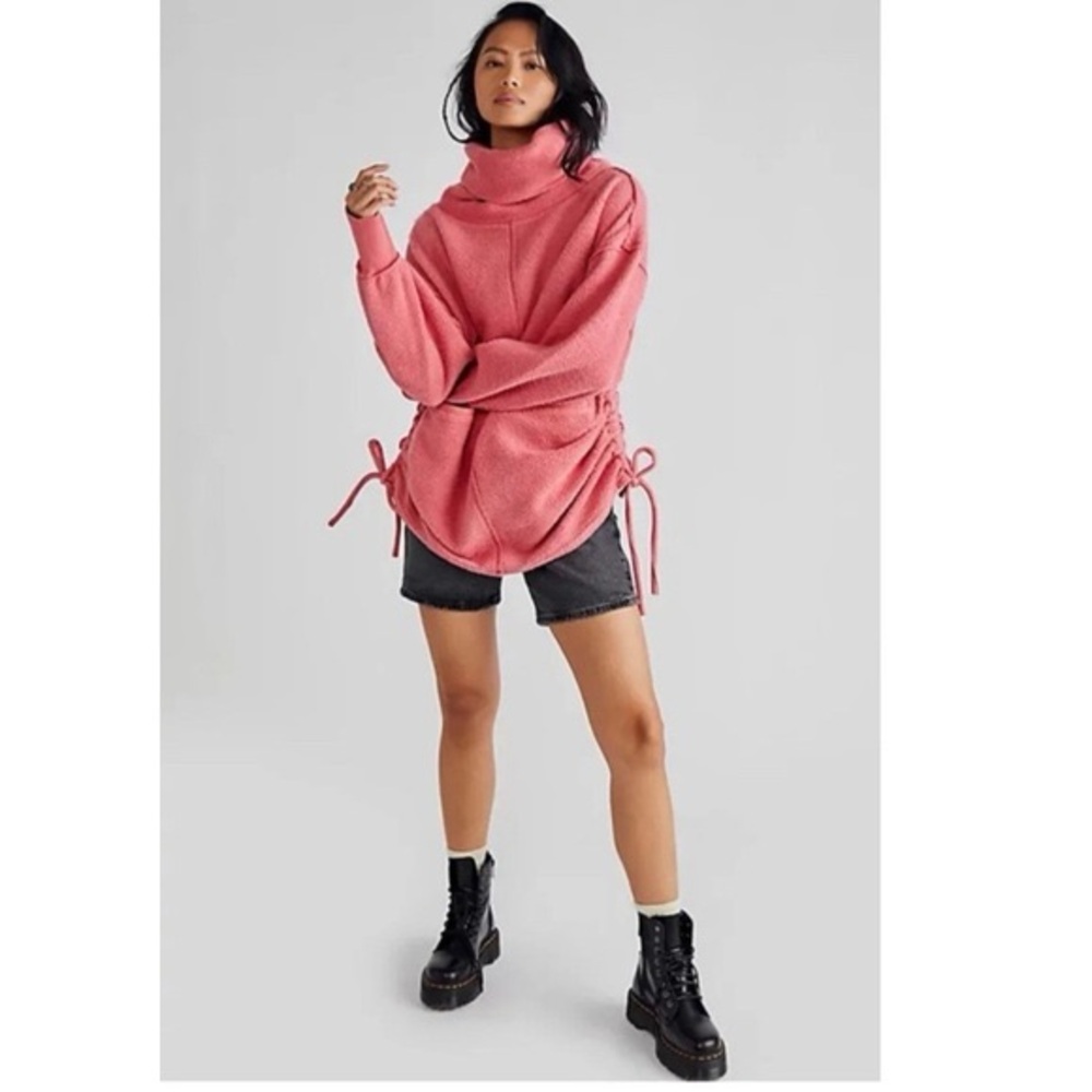 Free People Fireside Funnel Tunic Size M NWT In Pink/Rose